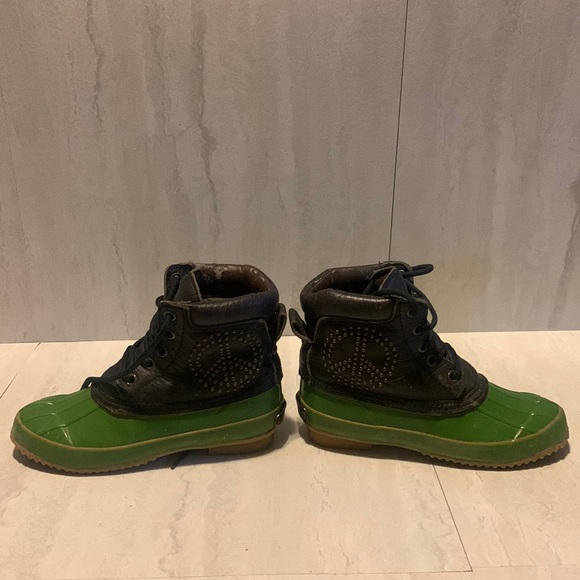 Lucky Brand Daria Women's Black Green Peace Duck Ankle Boots Size 8M - Picture 7 of 12